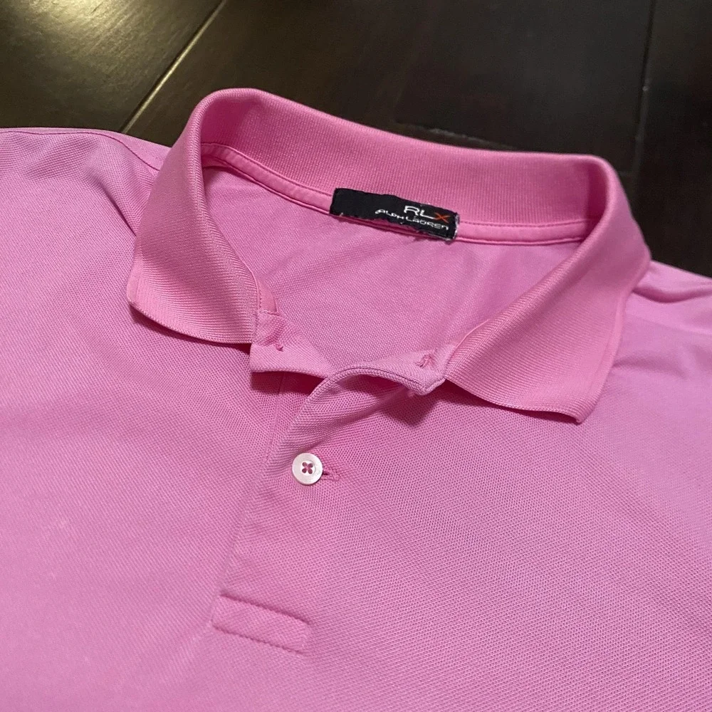 RLX Ralph Lauren Polo Shirt Mens 2XL Pink Performance Golf‎ Short Sleeve Stretch